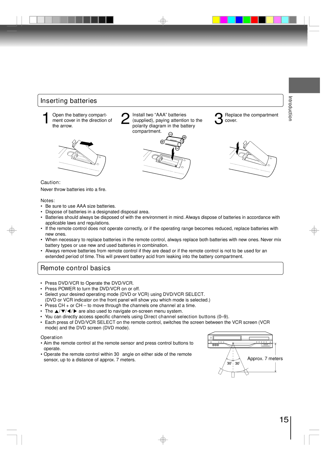 Toshiba SD-V593SU owner manual Inserting batteries, Operation 