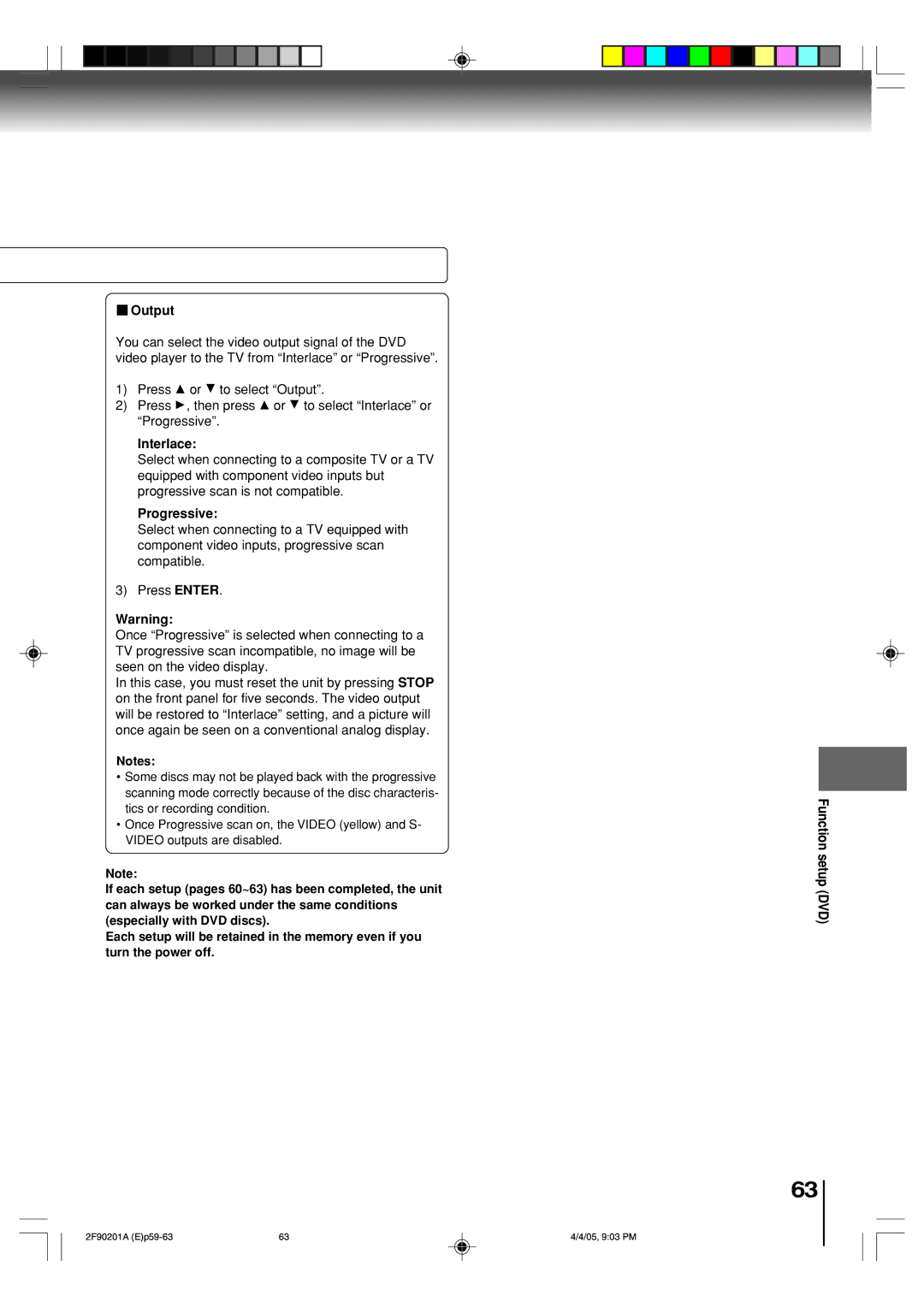 Toshiba SD-V593SU owner manual Output, Interlace, Progressive 