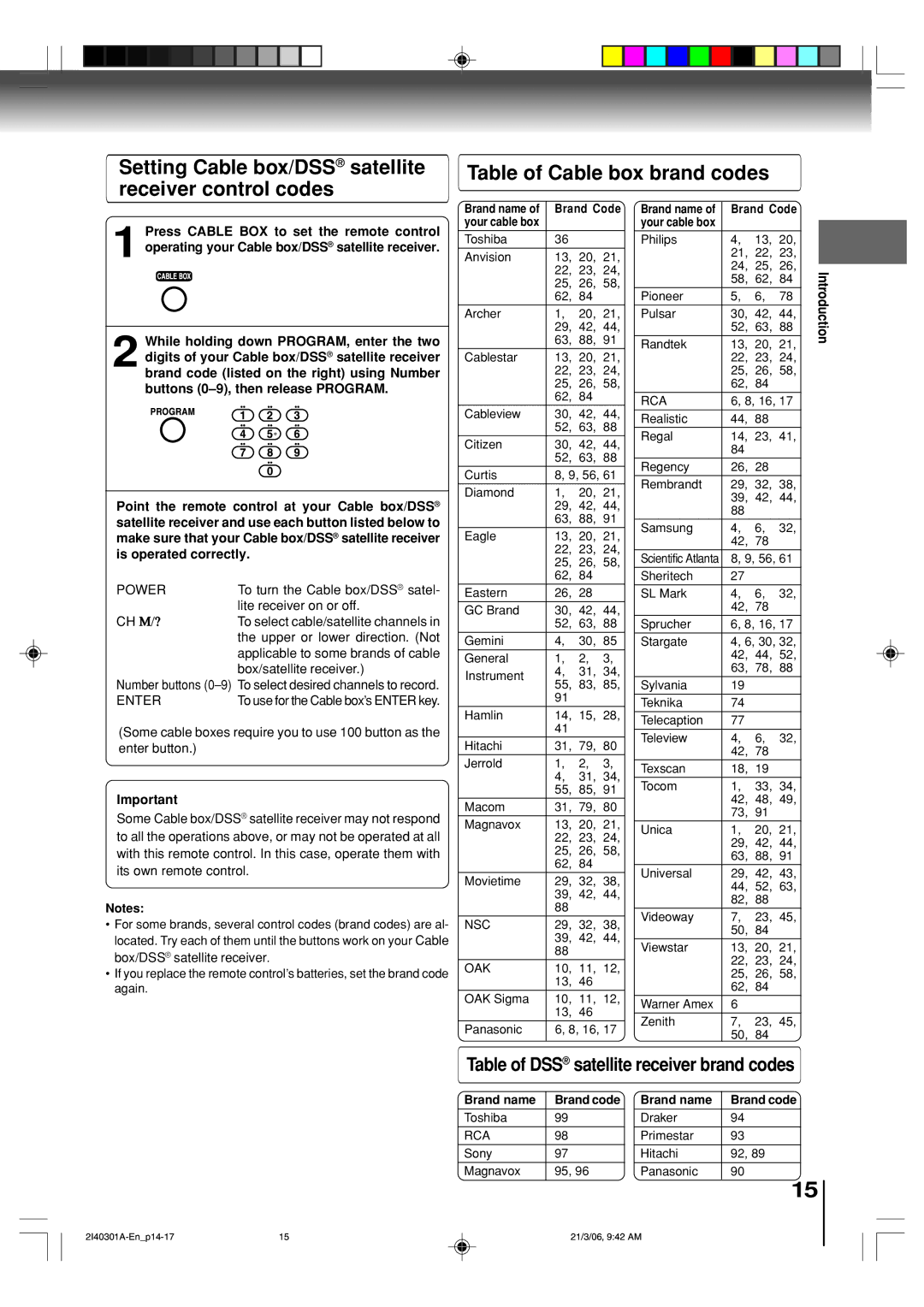 Toshiba SD-V594SC owner manual Brand name, Brand Code 