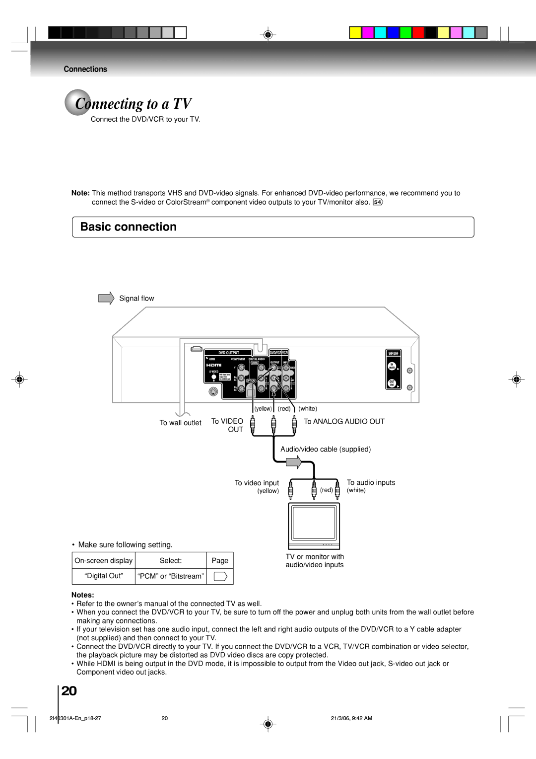 Toshiba SD-V594SC owner manual Connecting to a TV, Basic connection 