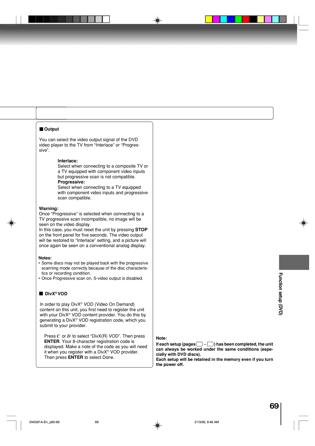 Toshiba SD-V594SC owner manual Output, Interlace, Progressive, DivX¨ VOD 