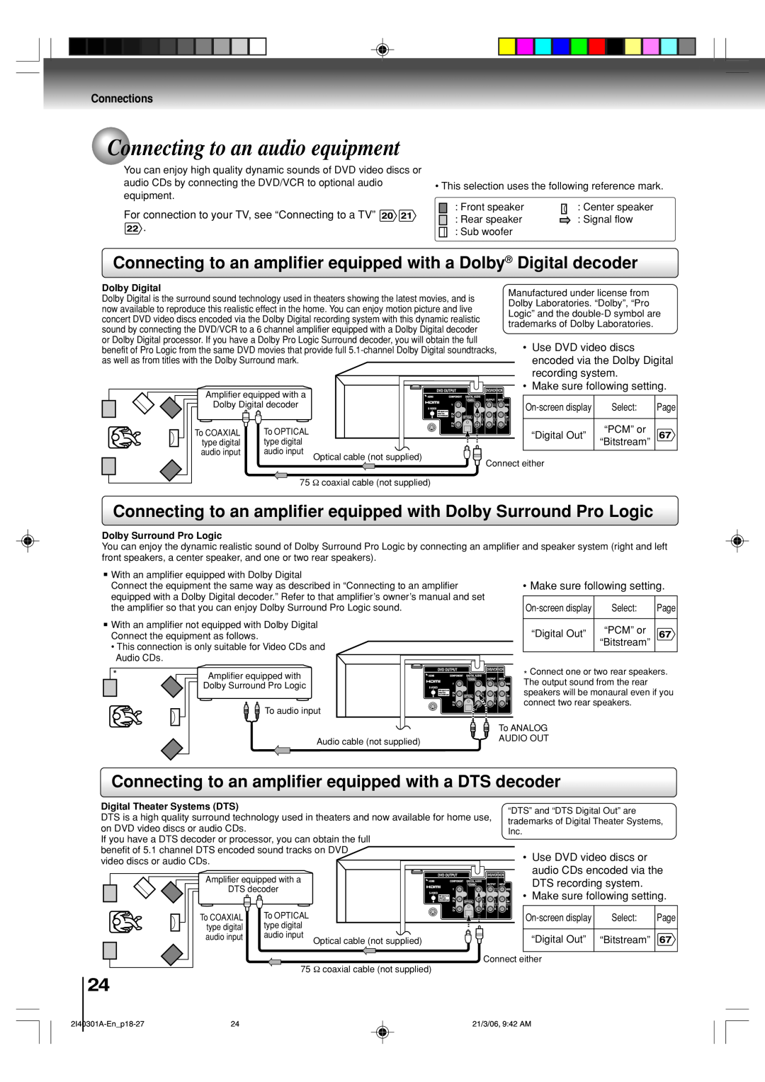 Toshiba SD-V594SC owner manual Connecting to an audio equipment 