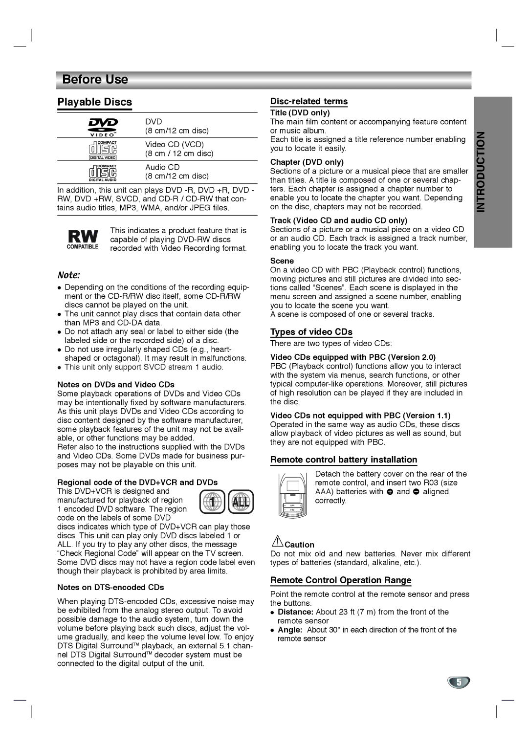 Toshiba SD-V592SU, SD-V596SU owner manual Before Use, Playable Discs 