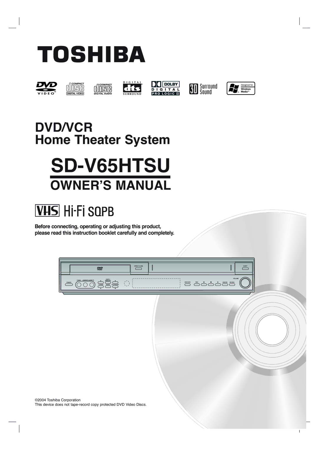 Toshiba SD-V65HTSU owner manual 