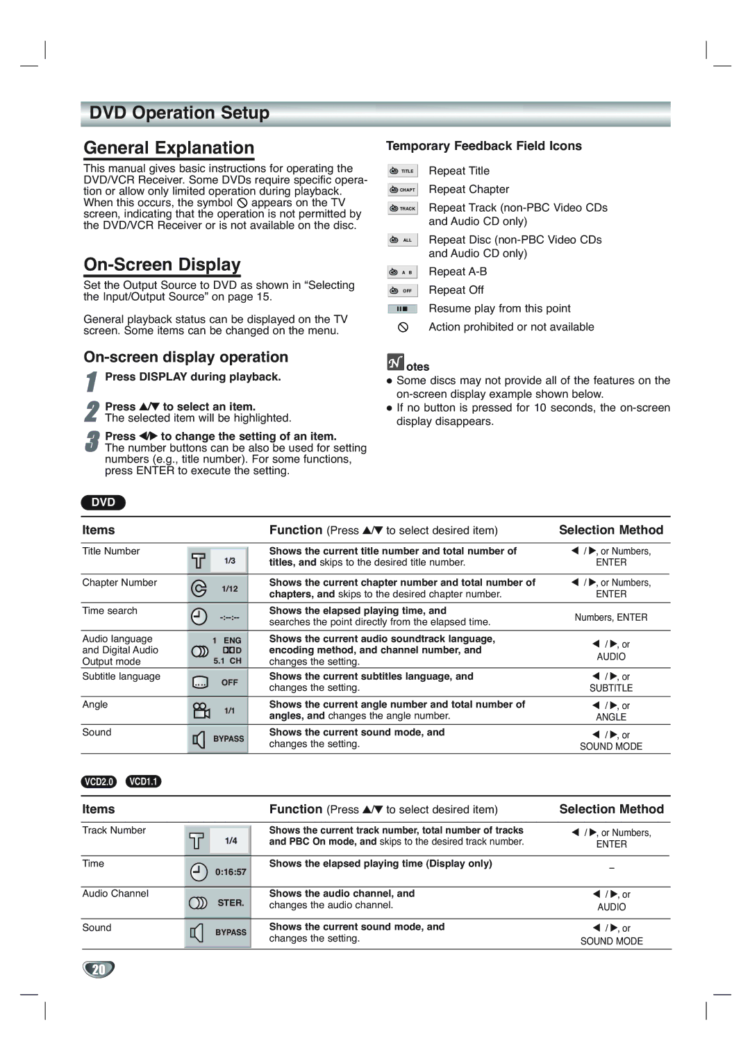 Toshiba SD-V65HTSU owner manual DVD Operation Setup General Explanation, On-Screen Display, On-screen display operation 