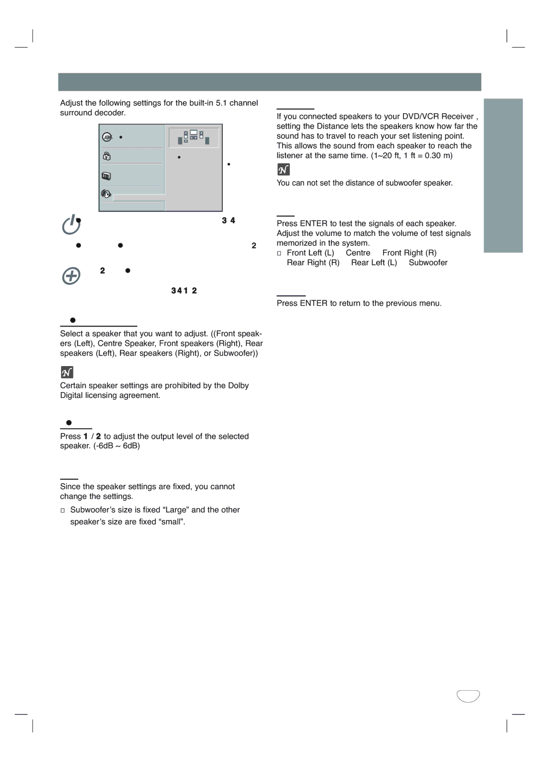 Toshiba SD-V65HTSU owner manual Speaker Setup 