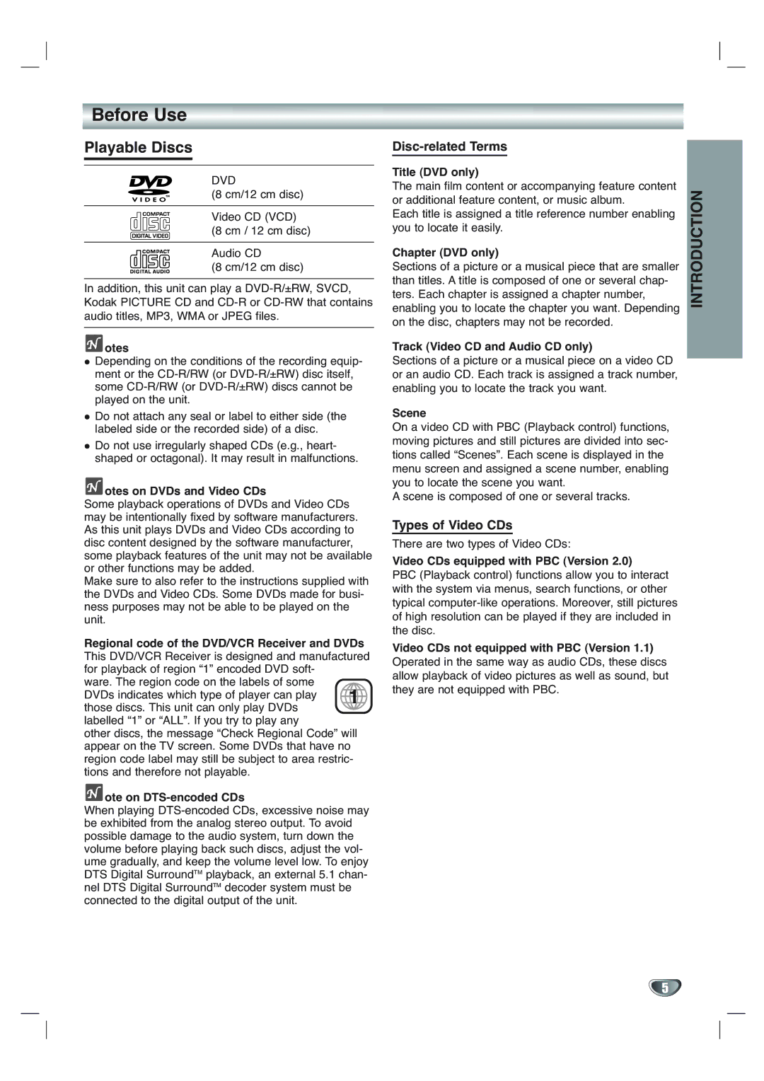 Toshiba SD-V65HTSU owner manual Before Use, Playable Discs, Disc-related Terms, Types of Video CDs 