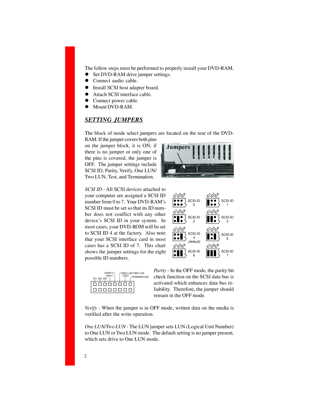 Toshiba SD-W1101 installation instructions Setting Jumpers, Default 