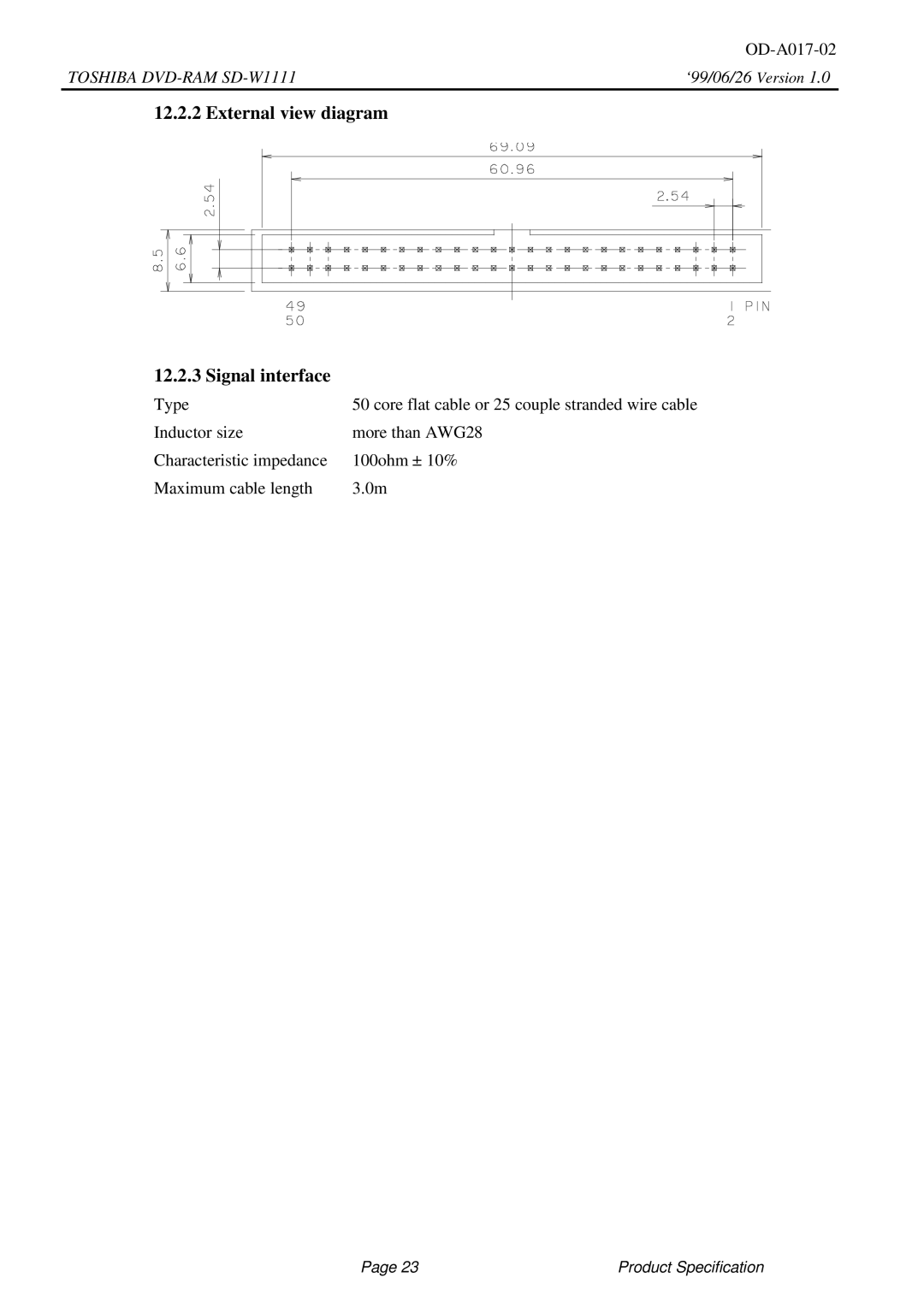 Toshiba SD-W1111 specifications External view diagram Signal interface 