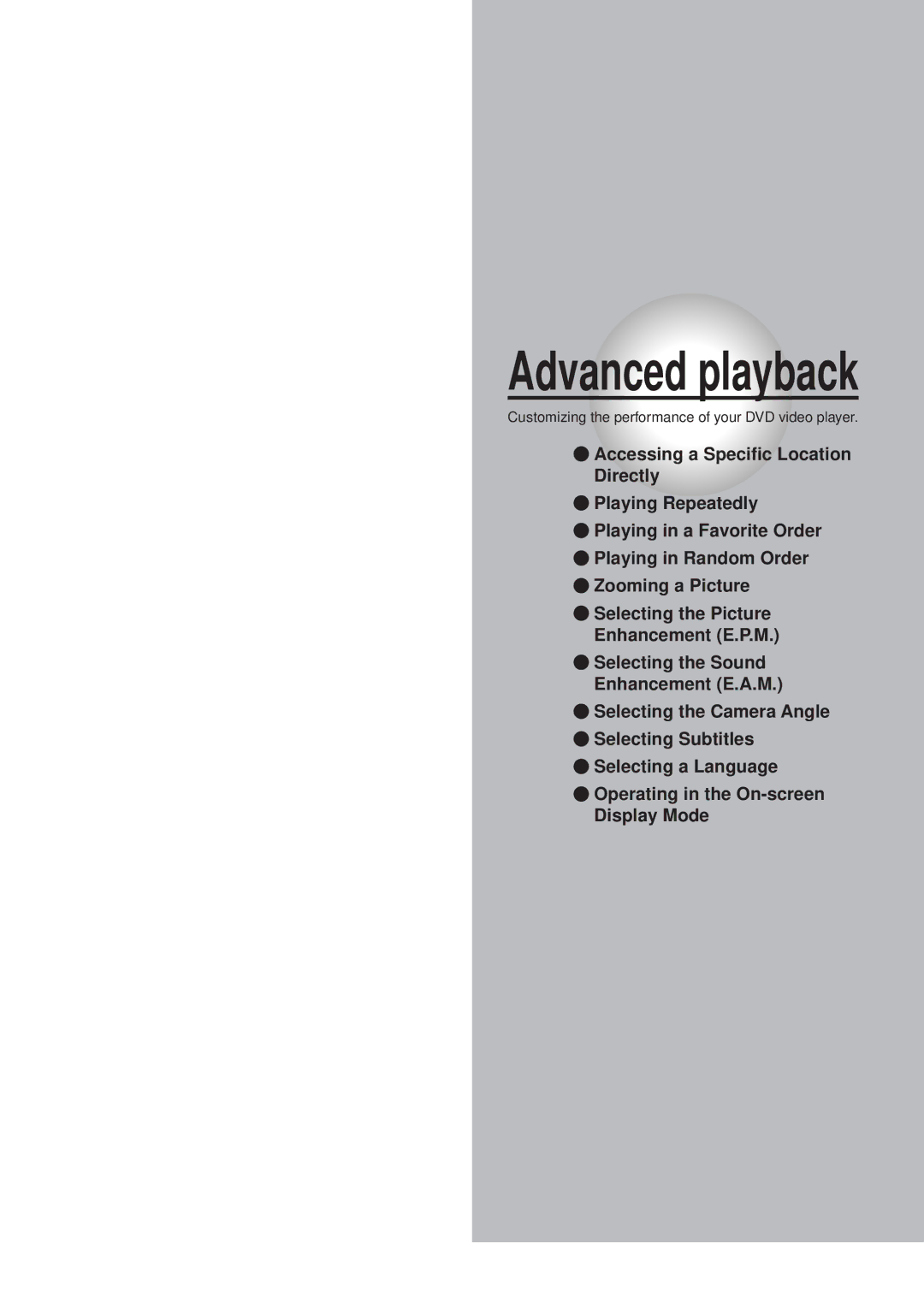 Toshiba SD120/220 manual Advanced playback 