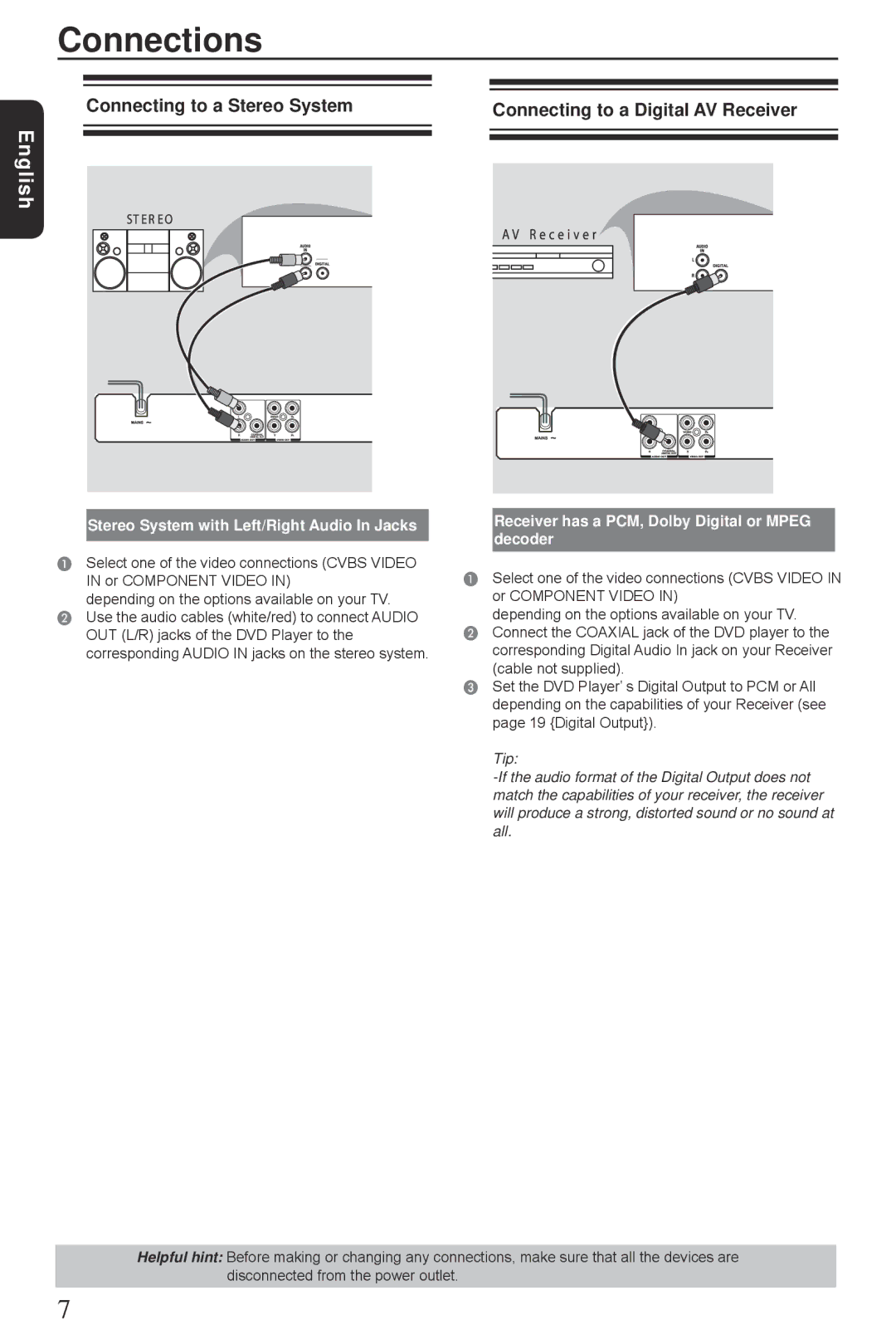 Toshiba SD3300KU manual Connecting to a Stereo System, Stereo System with Left/Right Audio In Jacks 