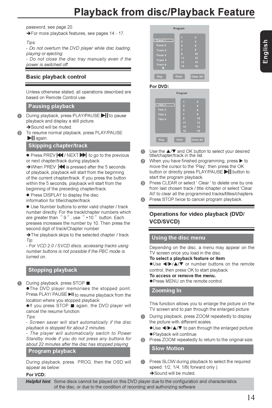 Toshiba SD390EKB manual Playback from disc/Playback Feature 