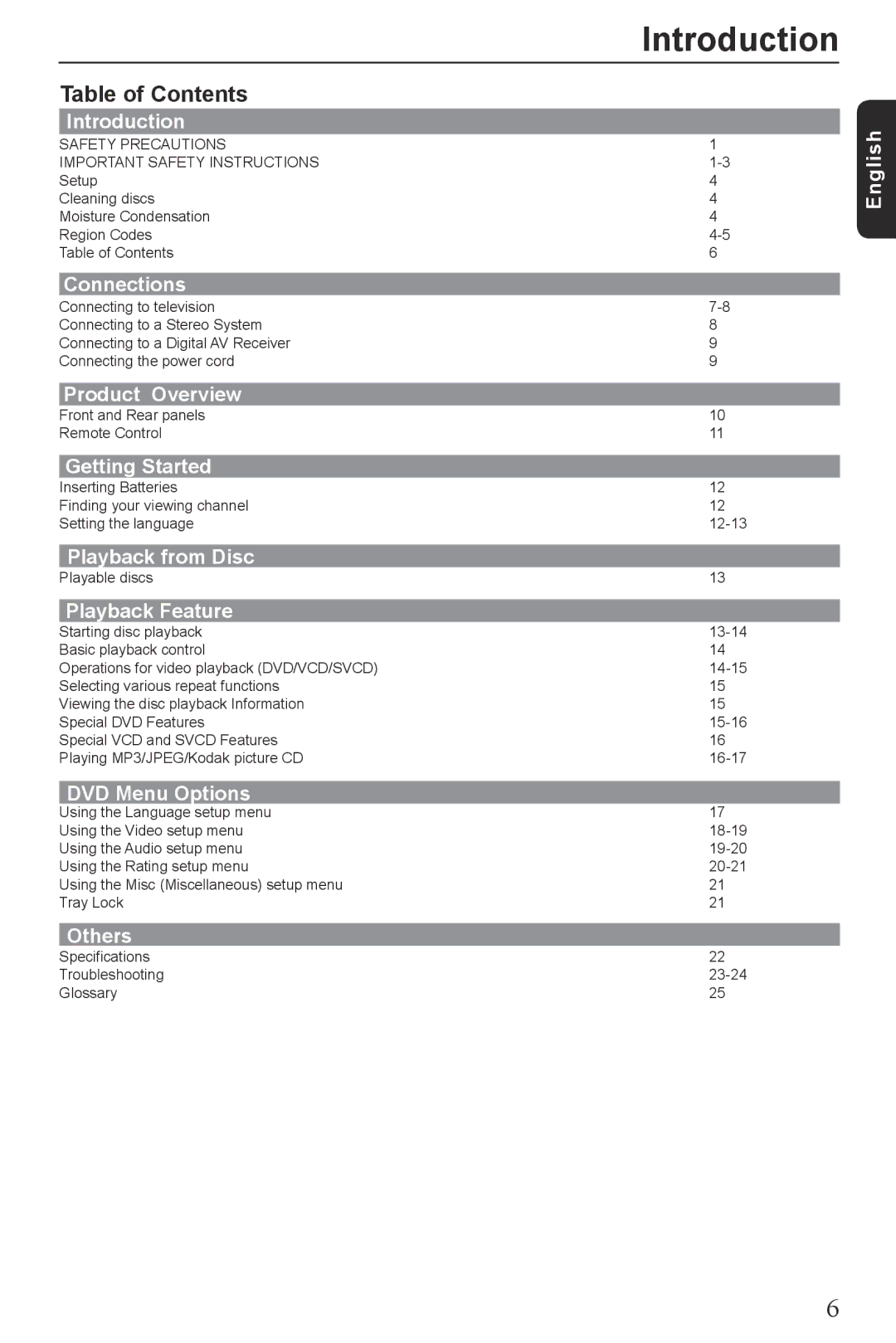 Toshiba SD390EKB manual Table of Contents 