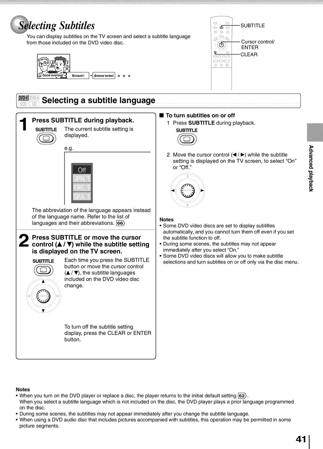 Toshiba SD5700 manual Displayed, To turn subtitles on or off 