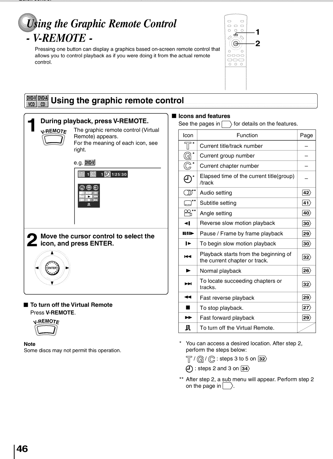 Toshiba SD5700 manual Ing the Graphic Remote Control V-REMOTE, During playback, press V-REMOTE 