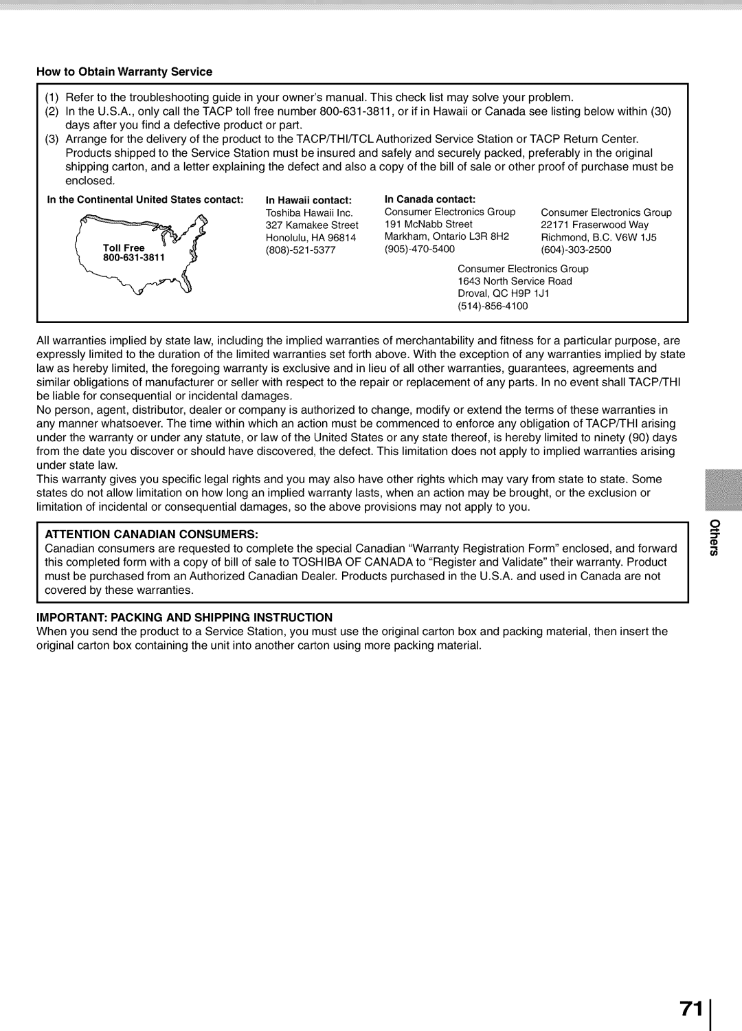 Toshiba SD5700 manual How to Obtain Warranty Service, Canada contact 