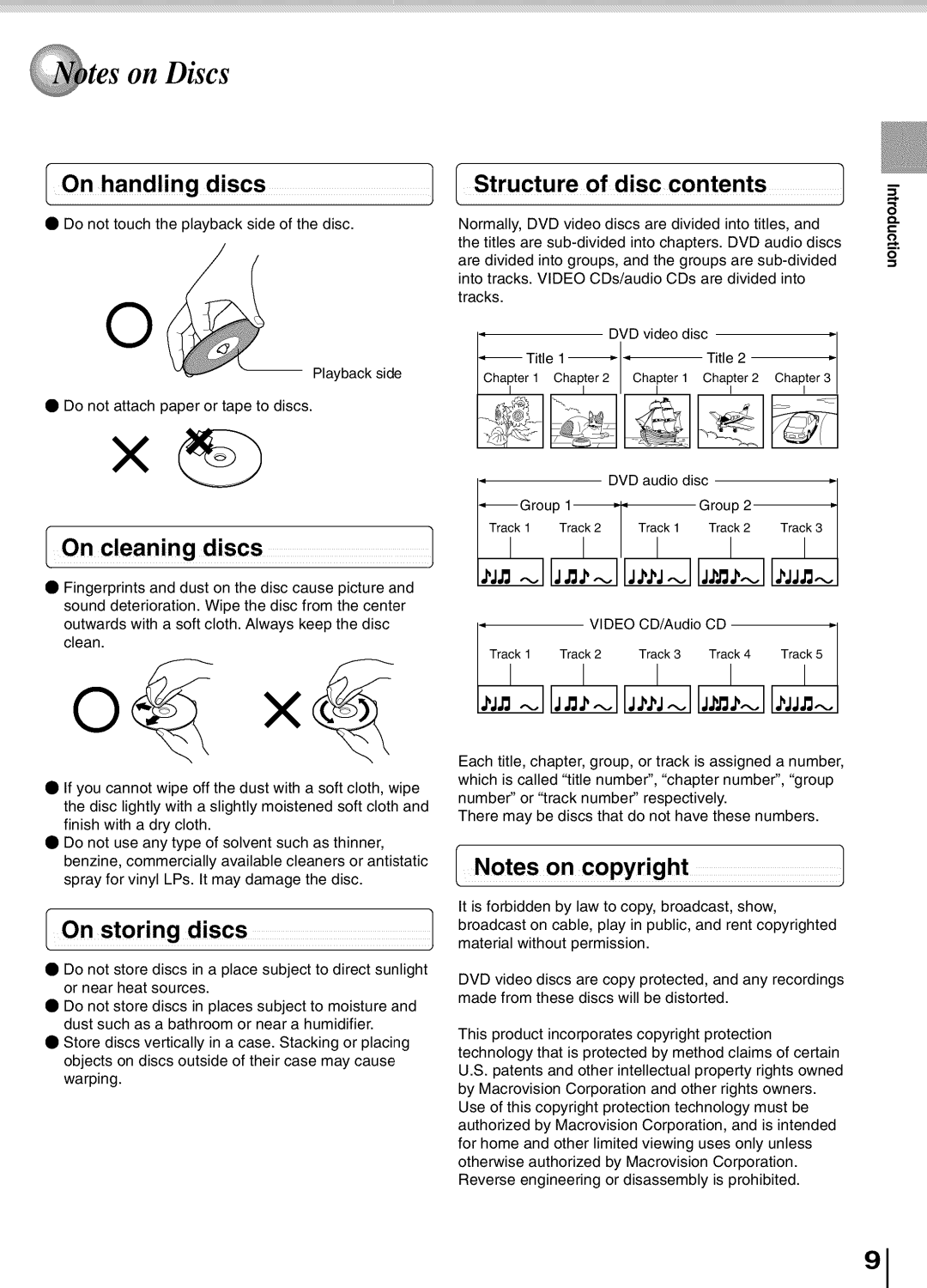 Toshiba SD5700 manual On Discs, IOn handling discs Structure Disc Contents 