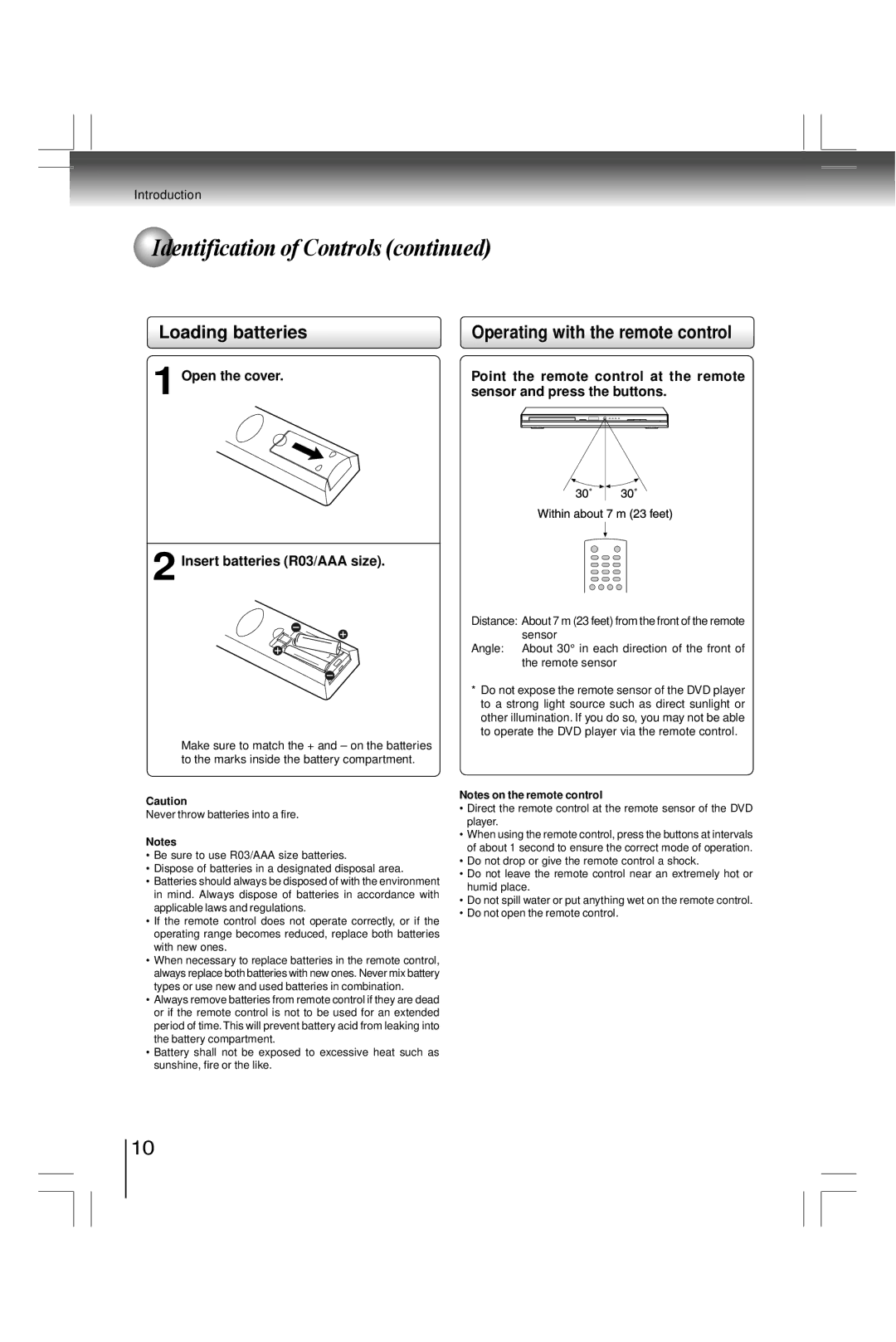 Toshiba SD800KY manual Loading batteries, Operating with the remote control, Point the remote control at the remote 