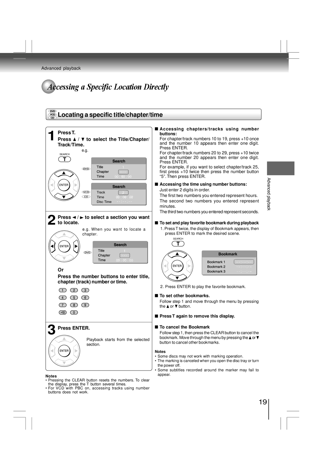 Toshiba SD7200KU, SDK990KU manual Accessing a Specific Location Directly, Locating a specific title/chapter/time 