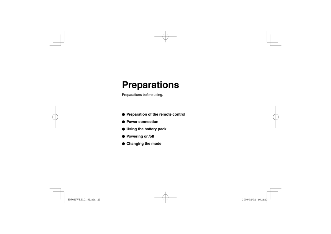 Toshiba SDP63SWE owner manual Preparations before using 