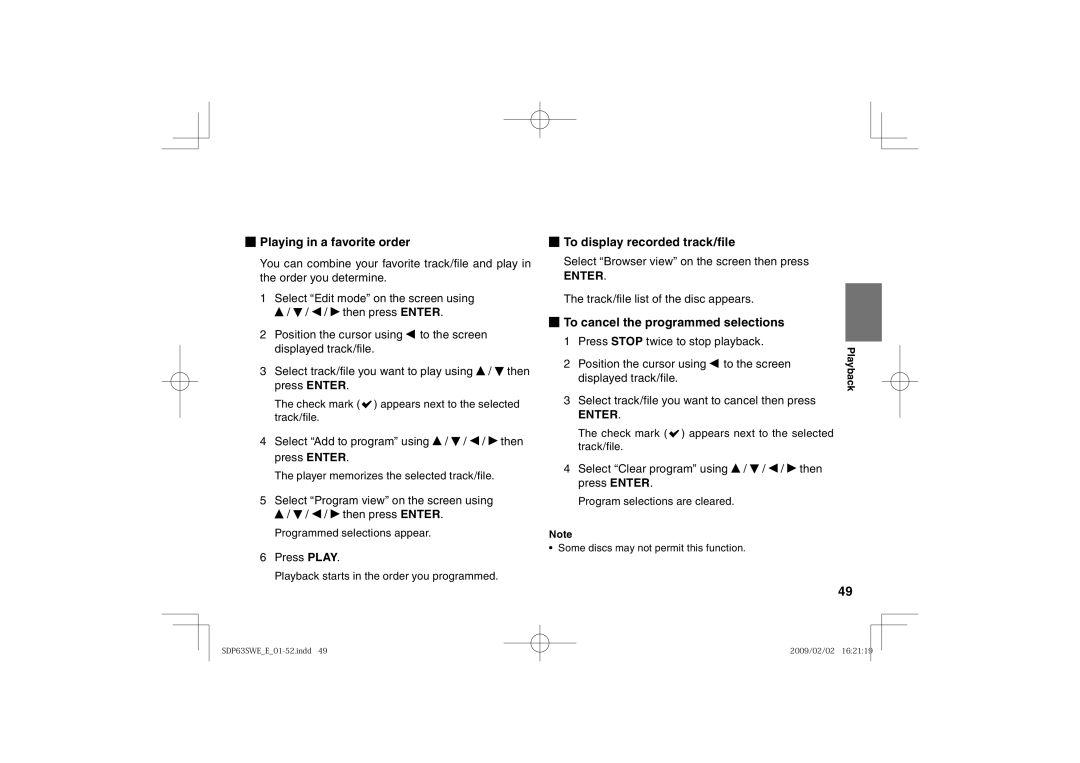 Toshiba SDP63SWE owner manual To display recorded track/file 