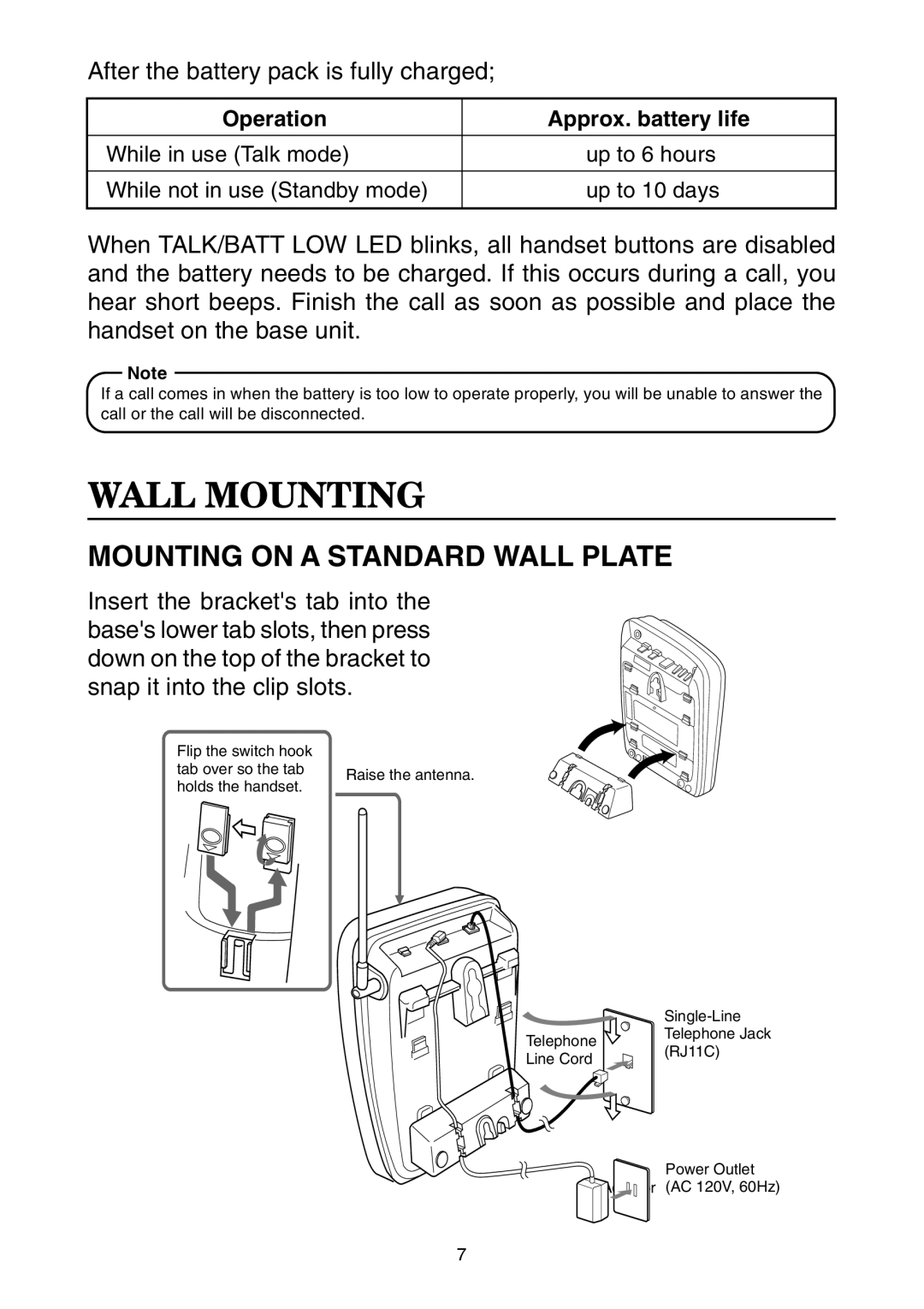 Toshiba SG-1701 owner manual Wall Mounting, Mounting on a Standard Wall Plate 