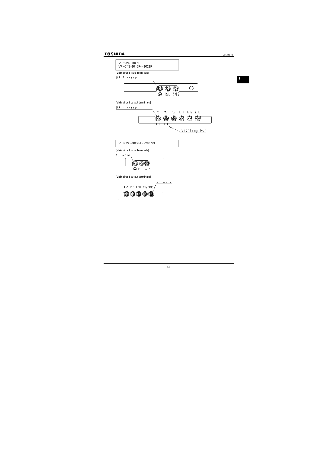 Toshiba Three-phase 200V class 0.1 to 2.2kW, Single-phase 200V class 0.2 to 2.2kW VFNC1S-1007P VFNC1S-2015P～2022P 