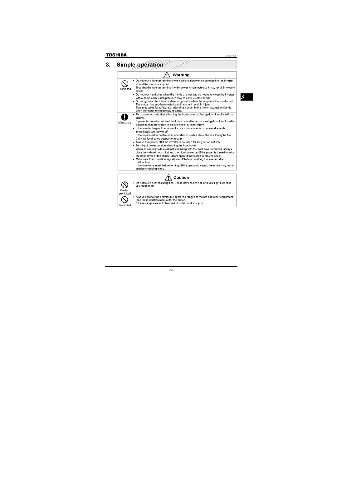 Toshiba Three-phase 200V class 0.1 to 2.2kW, Single-phase 200V class 0.2 to 2.2kW instruction manual Simple operation 