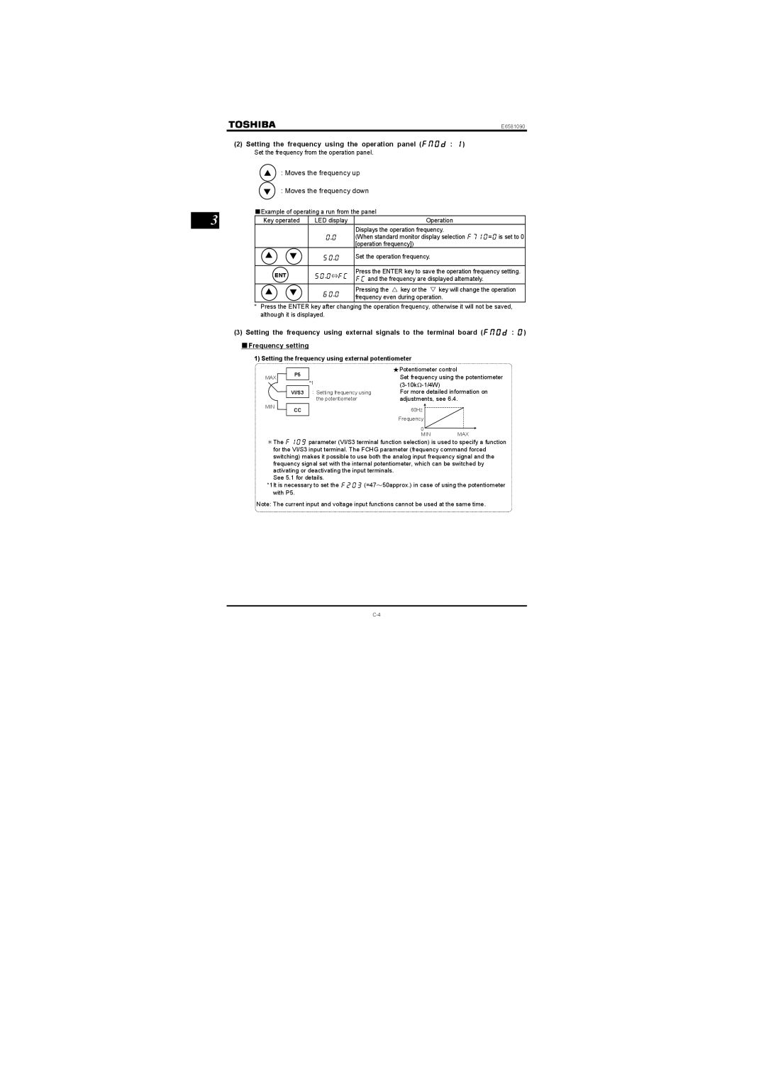 Toshiba Three-phase 200V class 0.1 to 2.2kW instruction manual Setting the frequency using the operation panel Hoqf  