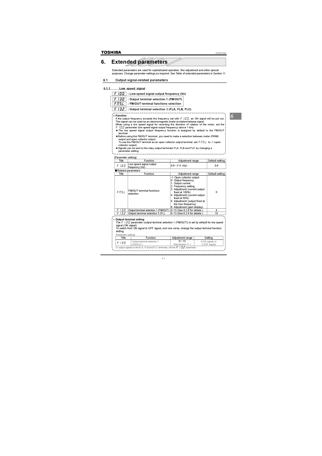 Toshiba Single-phase 200V class 0.2 to 2.2kW instruction manual Extended parameters, Output signal-related parameters,  