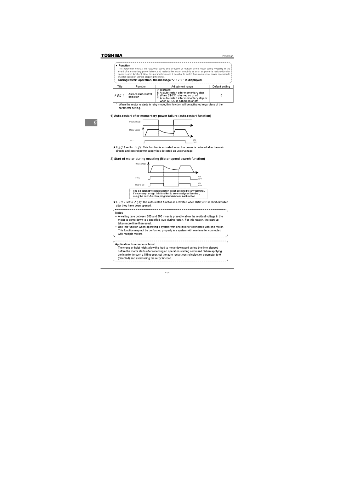 Toshiba Single-phase 100V class 0.1 to 0.75kW instruction manual During restart operation, the message  is displayed 