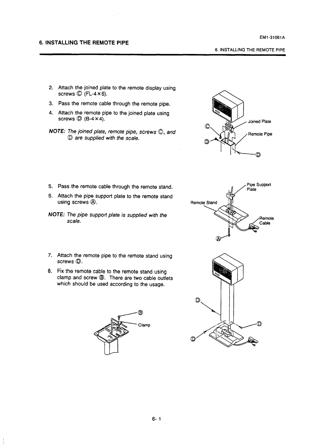 Toshiba SL-47-N-1, EM-31061A manual Installing the Remote Pipe 