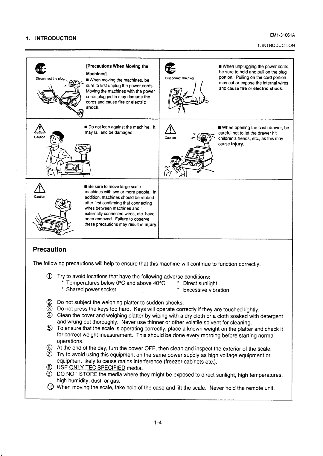 Toshiba EM-31061A, SL-47-N-1 manual Precaution, Diiconnecttheplug 