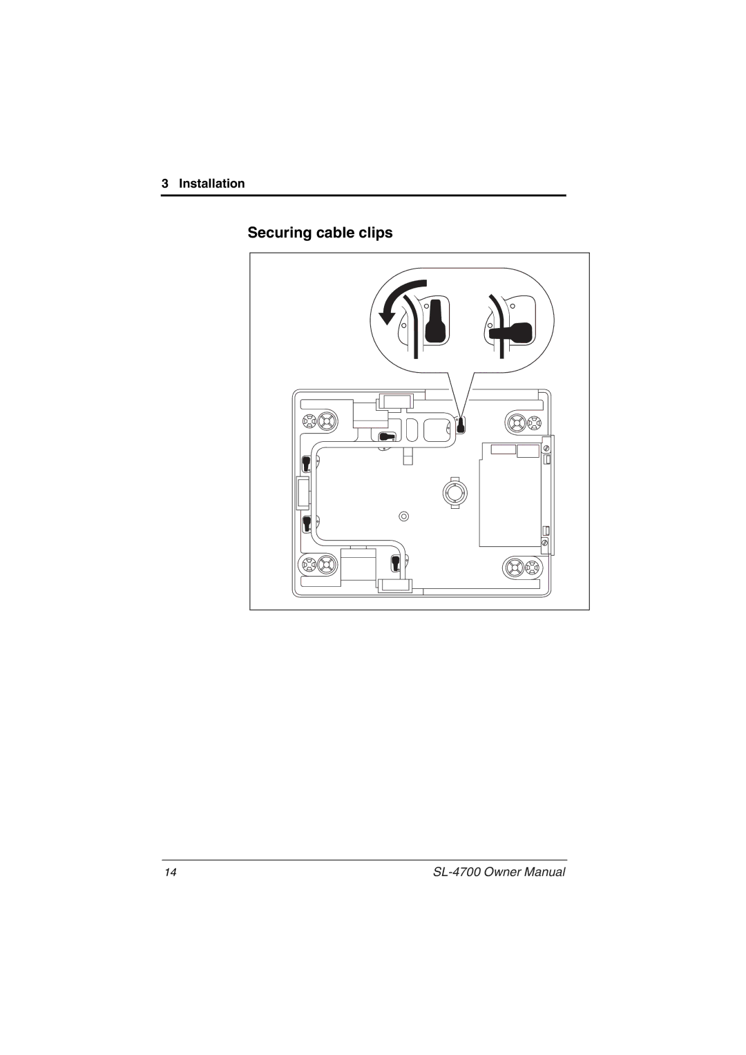 Toshiba SL-4700 owner manual Securing cable clips 