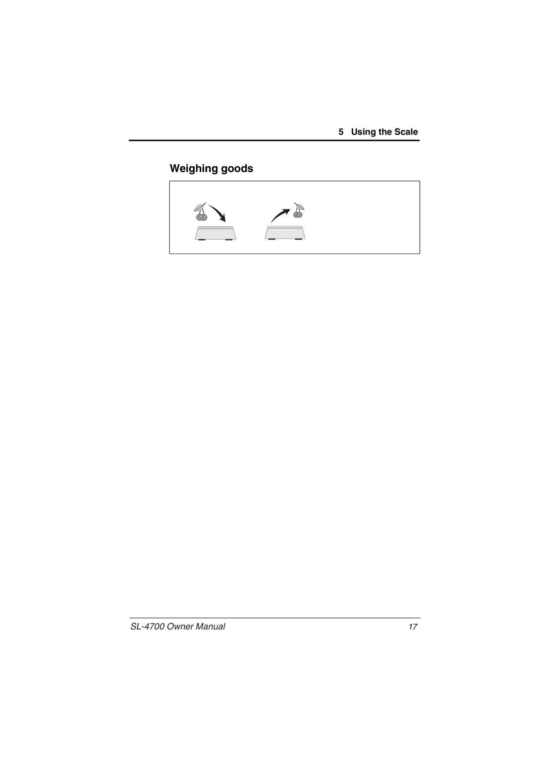 Toshiba SL-4700 owner manual Weighing goods 