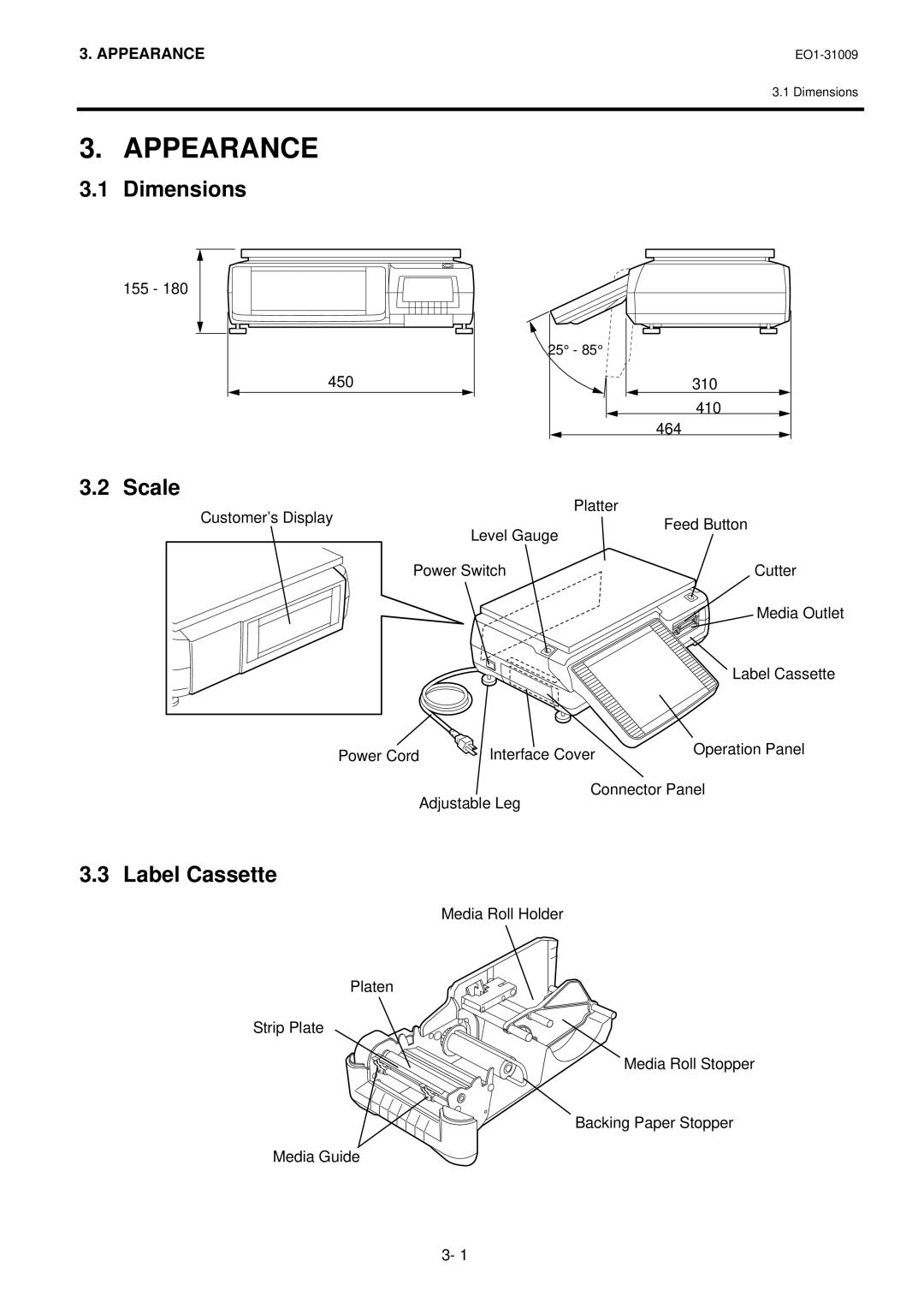 Toshiba SL-5300 Series owner manual Appearance, Dimensions, Label Cassette 