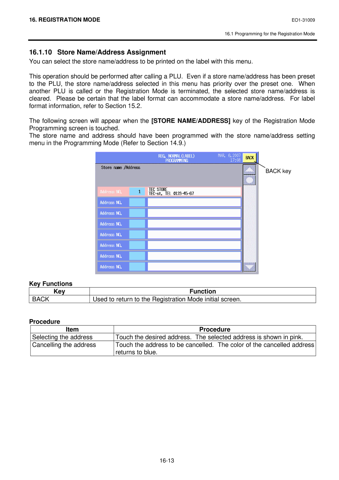 Toshiba SL-5300 Series owner manual Store Name/Address Assignment 