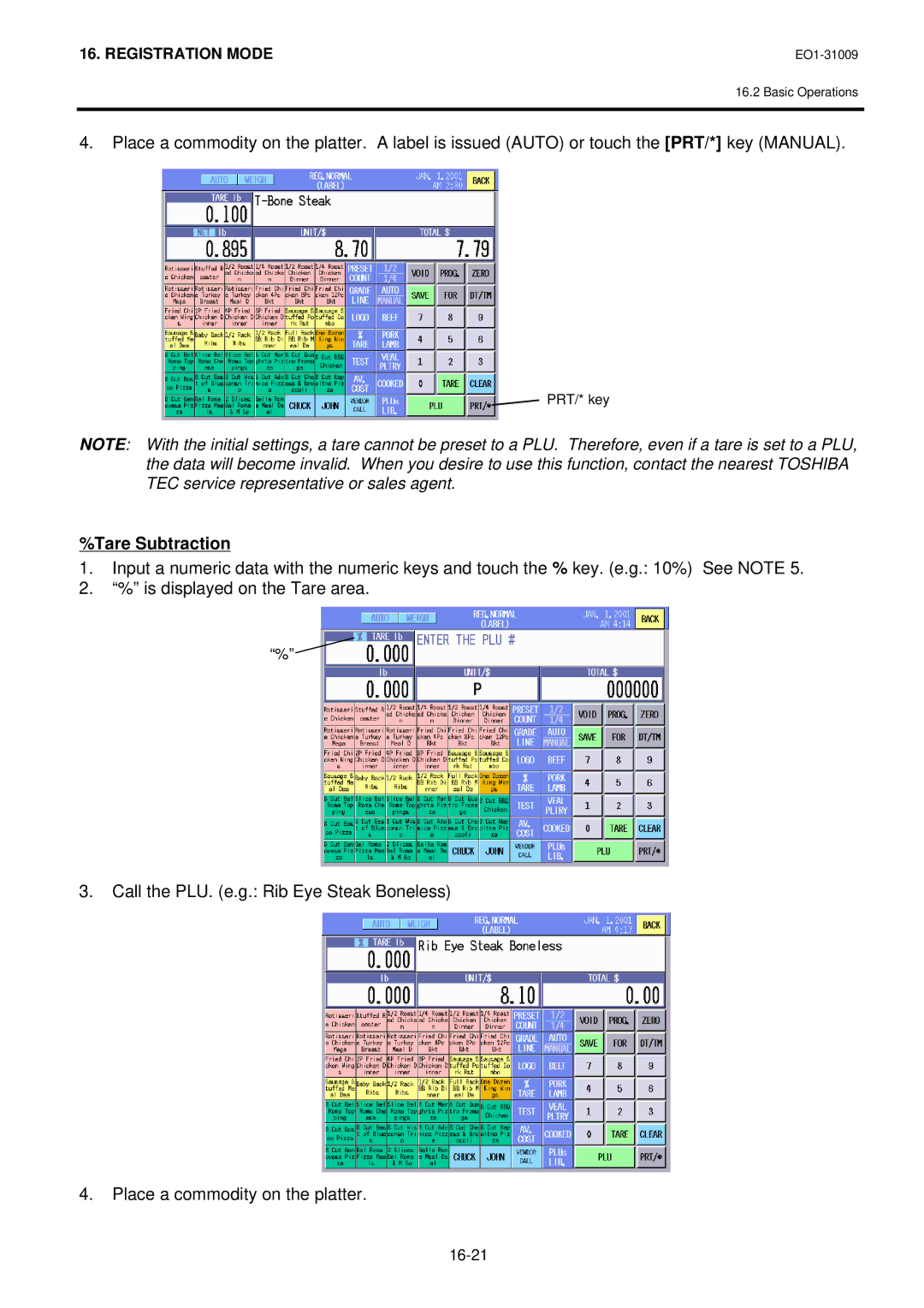 Toshiba SL-5300 Series owner manual Tare Subtraction 