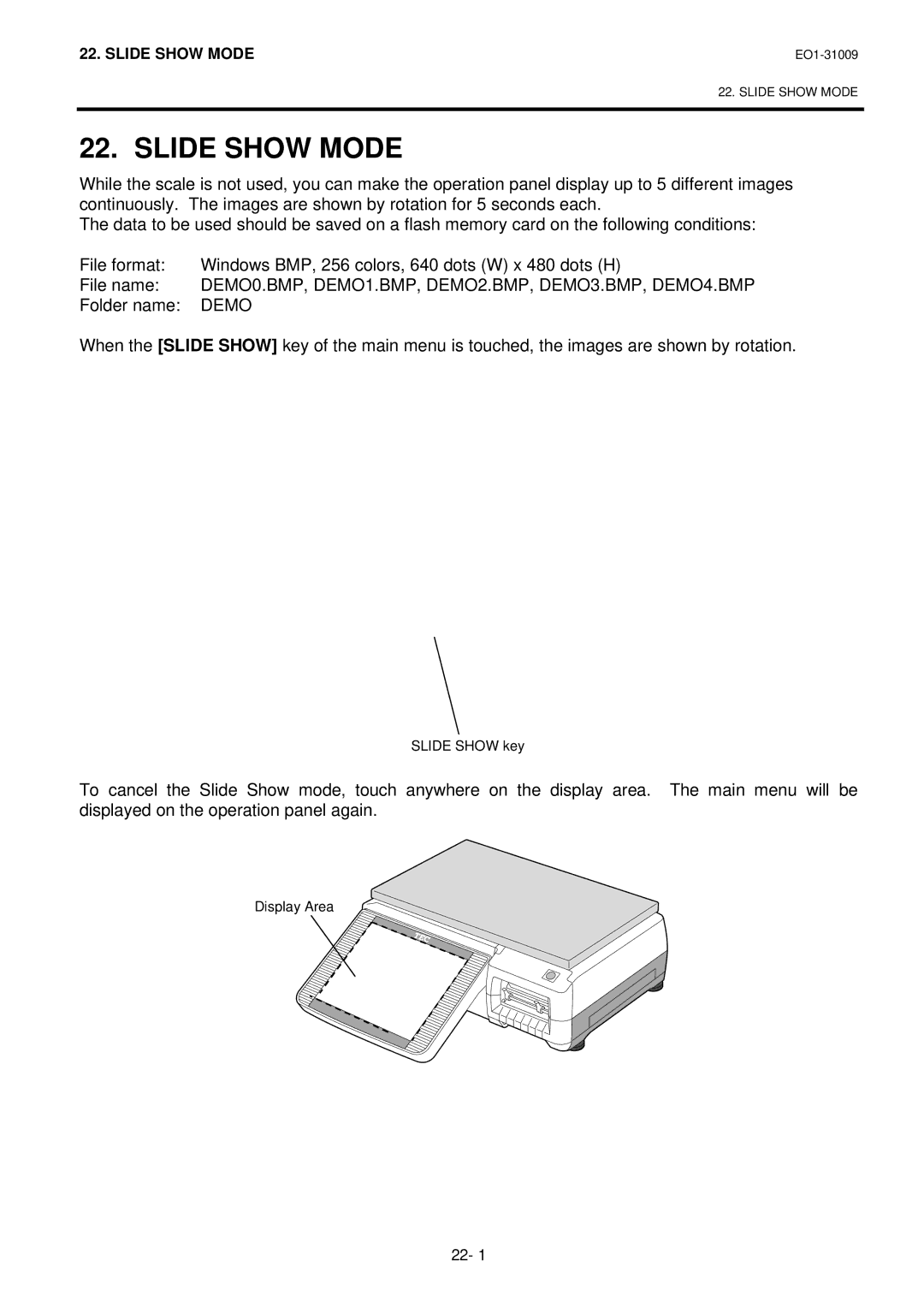 Toshiba SL-5300 Series owner manual Slide Show Mode, DEMO0.BMP, DEMO1.BMP, DEMO2.BMP, DEMO3.BMP, DEMO4.BMP, Demo 