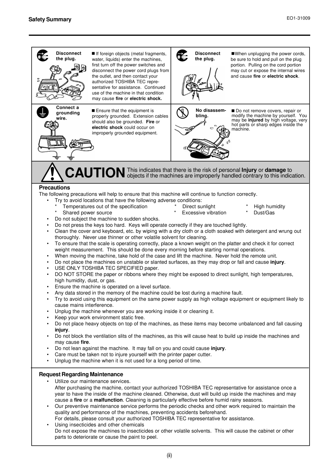 Toshiba SL-5300 Series owner manual Precautions 