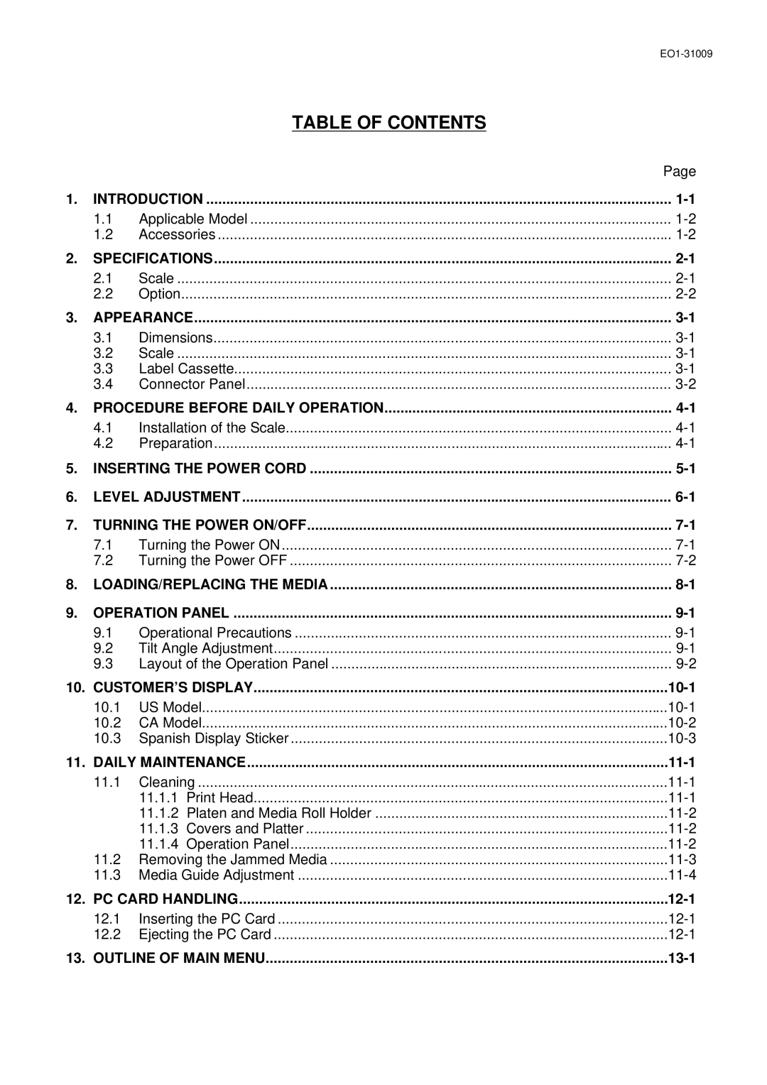 Toshiba SL-5300 Series owner manual Table of Contents 