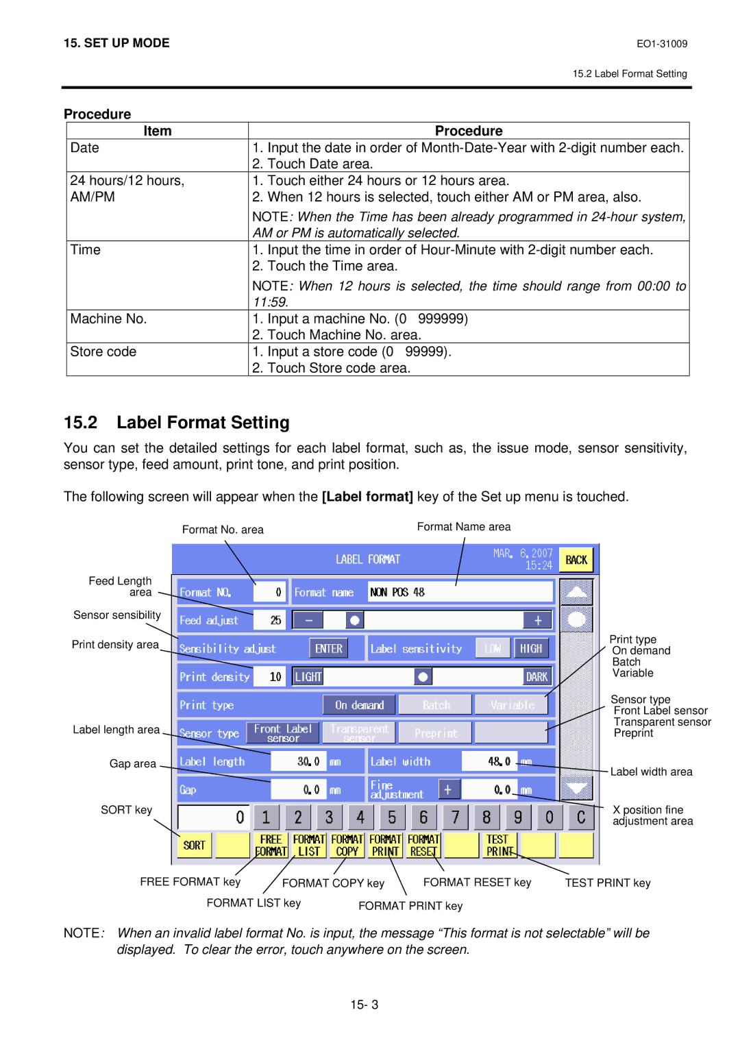 Toshiba SL-5300 Series owner manual Label Format Setting, Am/Pm 