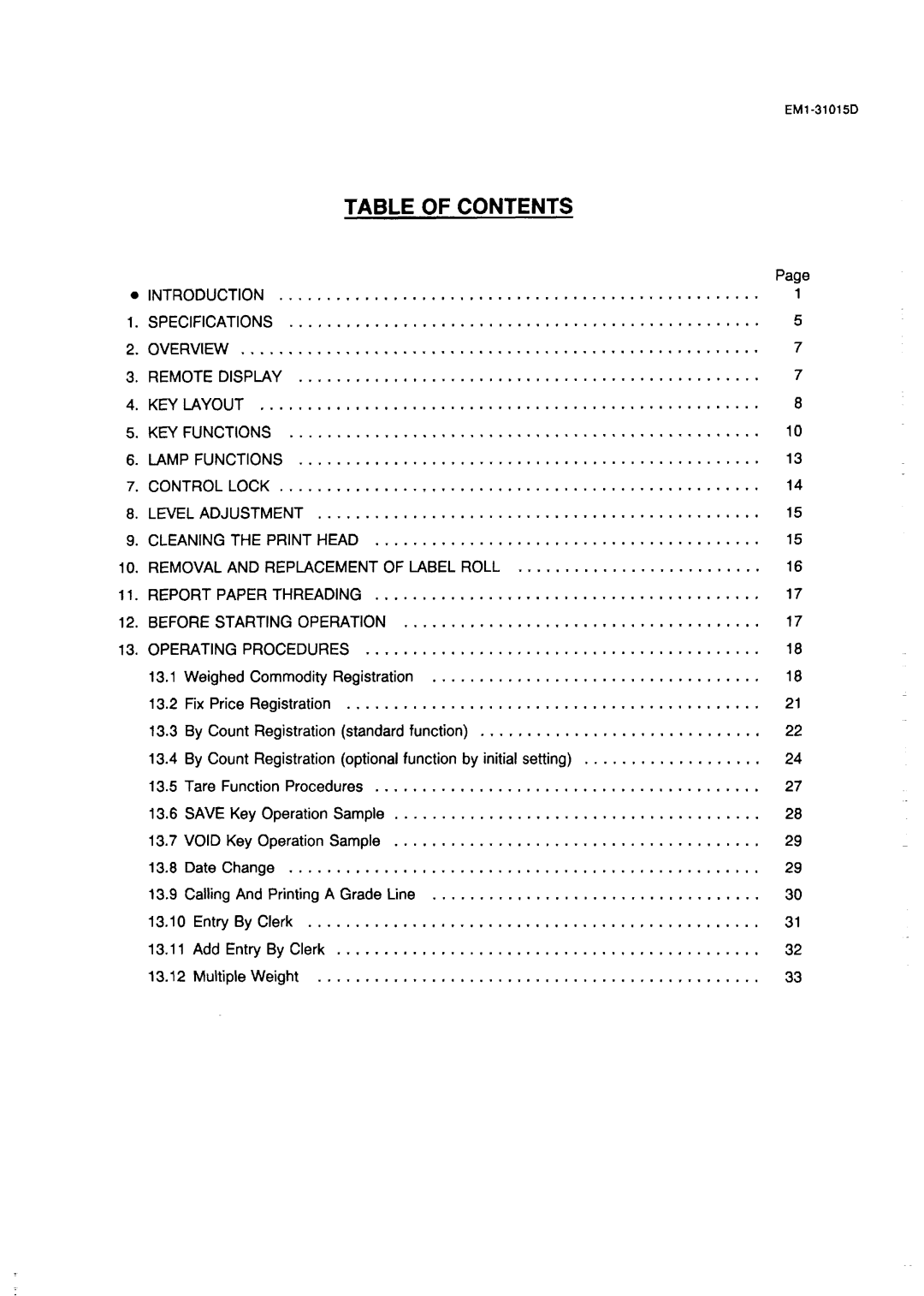 Toshiba EM1-31015, SL-5900, EMl-31015D manual Contents 