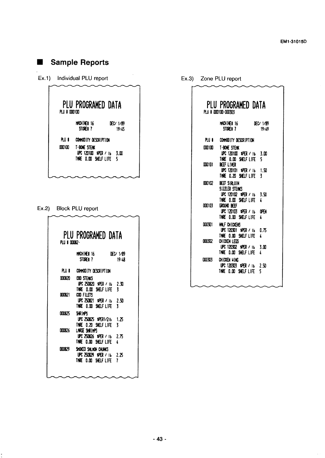 Toshiba EMl-31015D, SL-5900, EM1-31015 manual Sample Reports, Miiim 