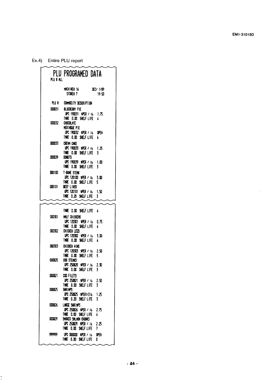 Toshiba EM1-31015, SL-5900, EMl-31015D manual Pluprogrameddata 