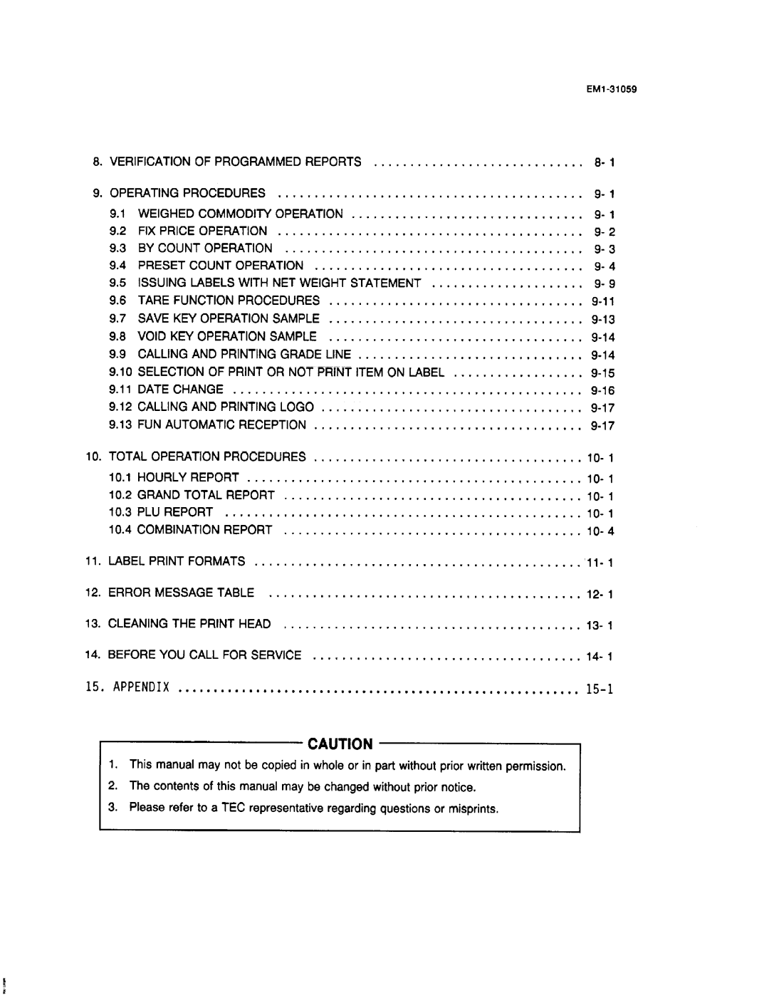 Toshiba SL-6600, EM1-31059 manual 