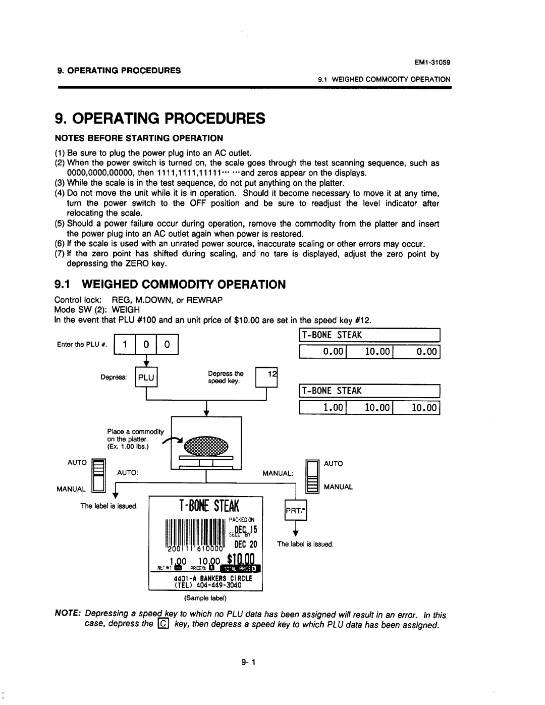 Toshiba SL-6600, EM1-31059 manual 