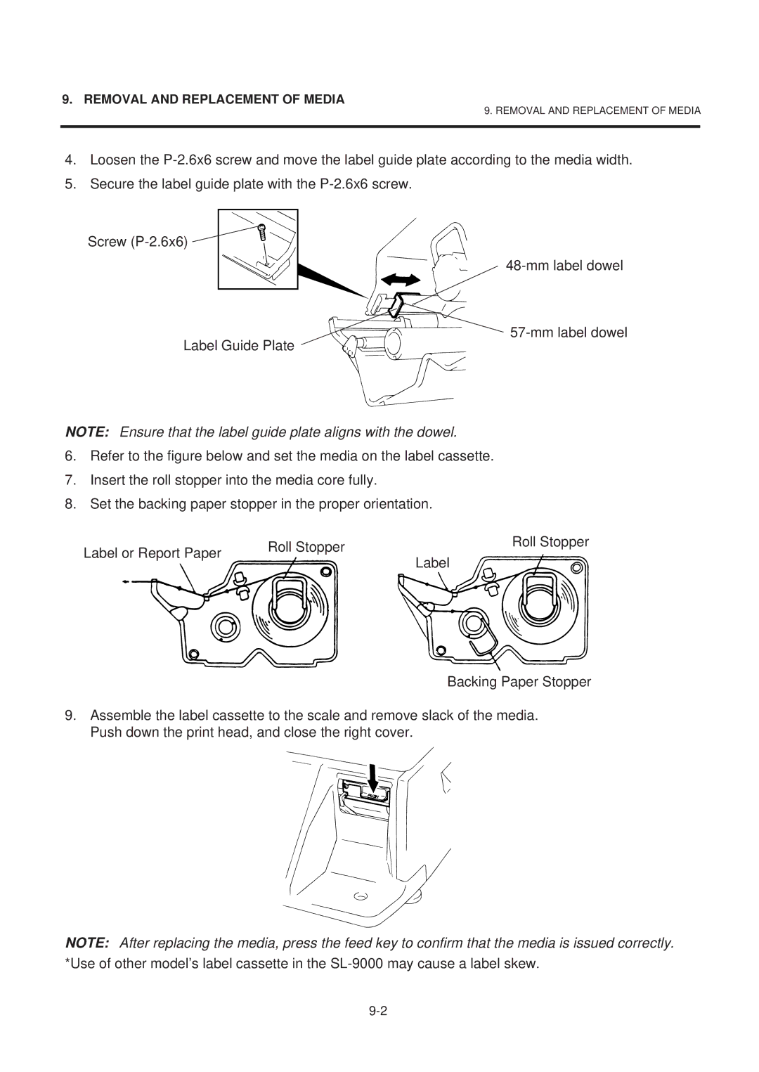 Toshiba EM1-31074EE, SL-9000-ESB SERIES owner manual Removal and Replacement of Media 