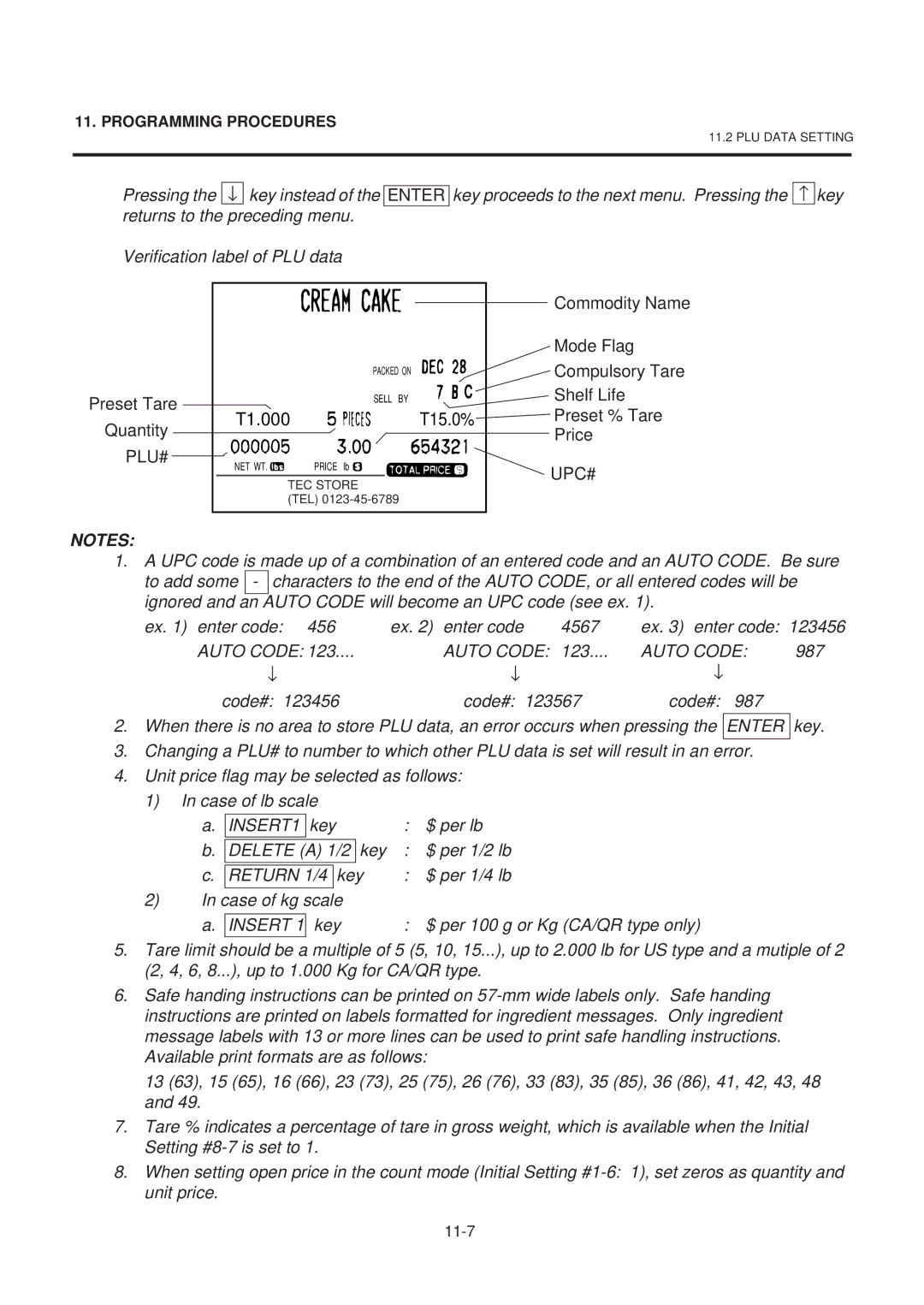 Toshiba SL-9000-ESB SERIES, EM1-31074EE owner manual Preset Tare, T1.000, Quantity, Plu#, Upc# 