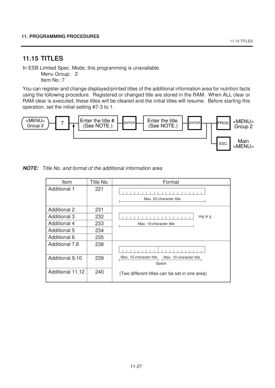 Toshiba EM1-31074 Enter the title # See Note, Enter the title. See Note, Title No Format Additional 221, Additional 233 